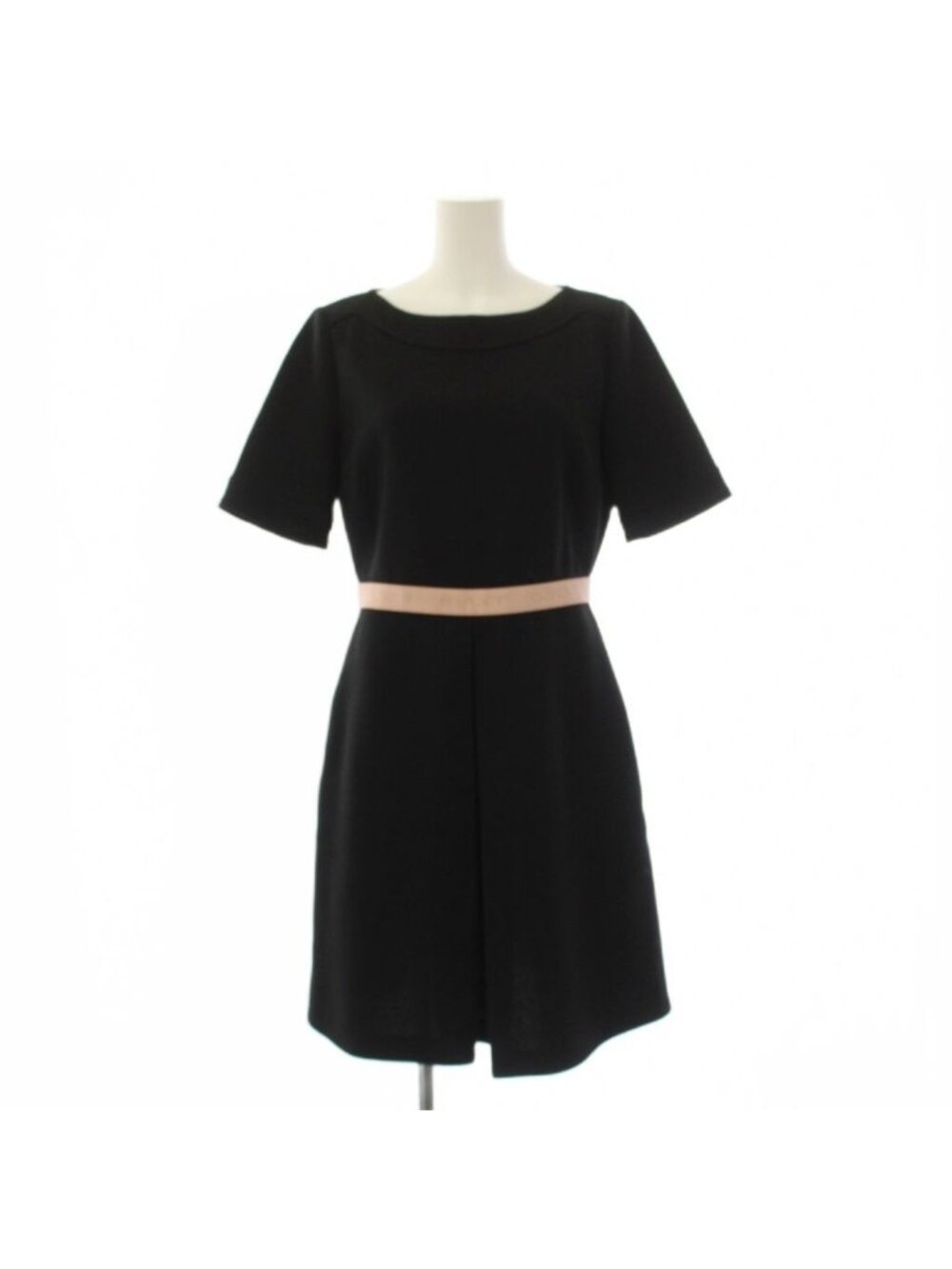 Gucci Dress Short Sleeve Knee-length Logo Tape Black 40
